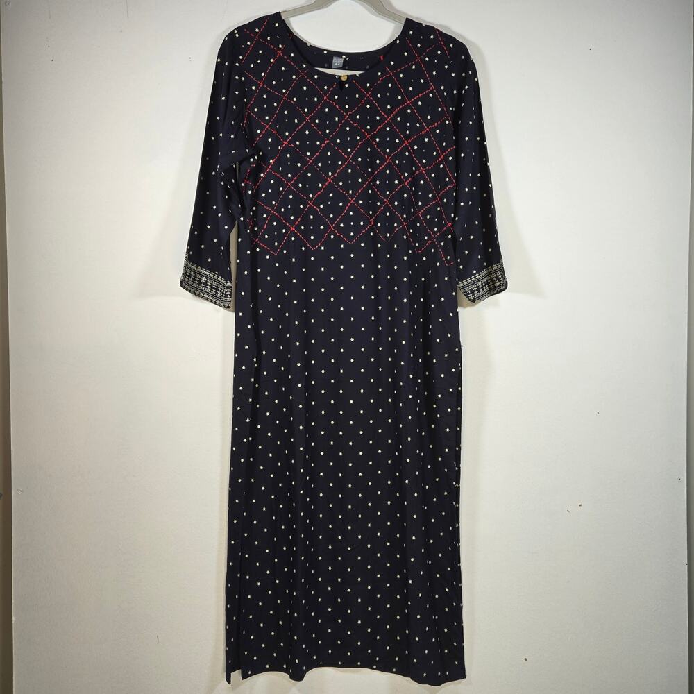 Womens Kurti Red, White, & Blue Size 42 100% Cotton Tunic
